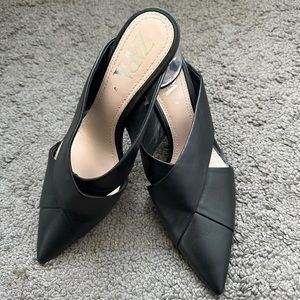 Zara Lucite Heel Mules - Size 40/US 9 Black